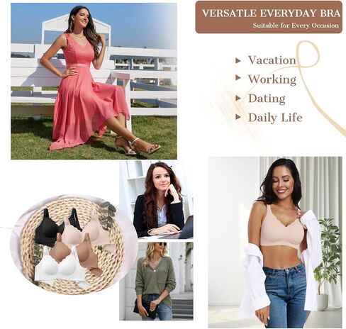 Wireless Bras for Women Comfortable No Underwire Push Up Seamless Bralettes Full Coverage Everyday Tshirts Bra in Saudi Arabia