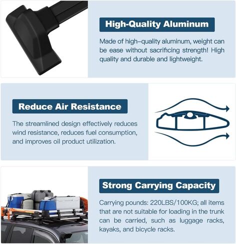 قضبان عرضية لحامل السقف ECCPP متوافقة مع Honda CR-V 2007-2011 رفوف البضائع على السطح وزورق الكاياك - أقصى تحميل 125 رطل من ملحقات رف الكاياك in Saudi Arabia
