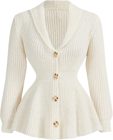 GORGLITTER Women's Peplum Cardigan Jackets Business Casual Work Knit Tops Button Front Long Sleeve Fall Outfits in Saudi Arabia