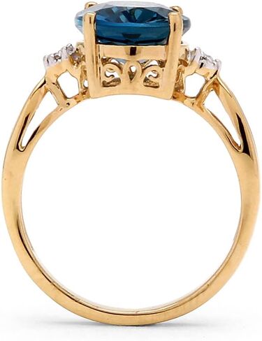 PalmBeach Yellow Gold-plated Sterling Silver Oval Cut Genuine London Blue Topaz and Diamond Accent Ring Sizes 5-10 in Saudi Arabia