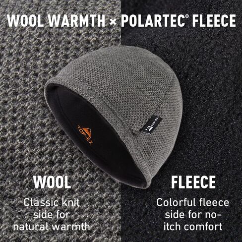 TOP-EX PolarWool™ Wool Beanie Hat for Men Women Fleece Lined Skull Cap Winter Knit Hat Watch Caps Reversible & Windproof in Saudi Arabia