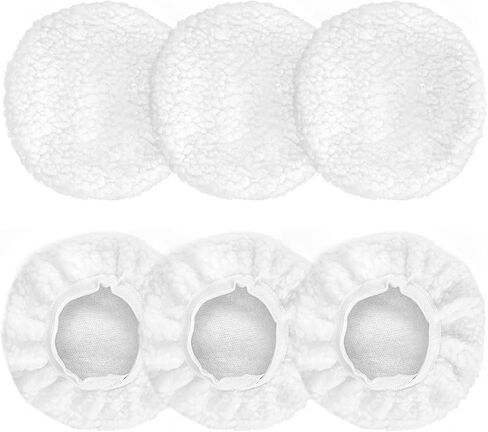 6 Pcs Car Polishing Bonnet Buffing Pad Car Buffer Polisher Waxer Covers Wheel Waxer Pads for Automobile Glass Cleaning and Polish (5" - 6") in Saudi Arabia