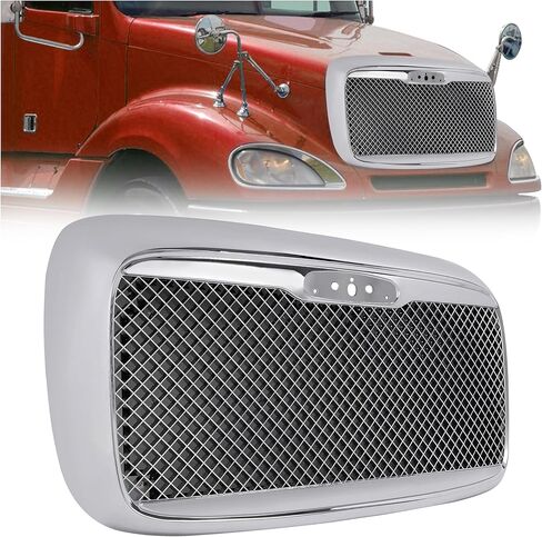 شبكة المصد الأمامي HECASA متوافقة مع 2000-2016 Freightliner Columbia Bumper Grill الفولاذ + البلاستيك الكروم الفضي in Saudi Arabia