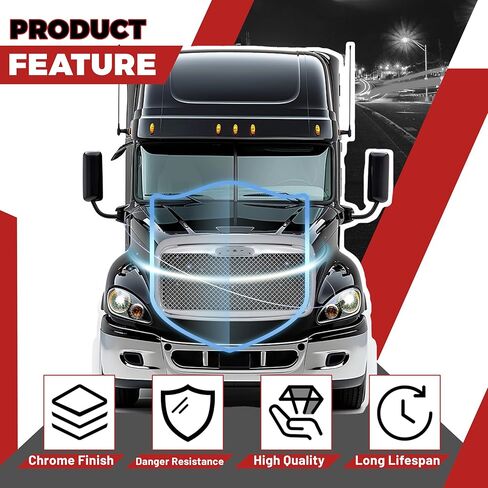 شبكة المصد الأمامي HECASA متوافقة مع 2000-2016 Freightliner Columbia Bumper Grill الفولاذ + البلاستيك الكروم الفضي in Saudi Arabia