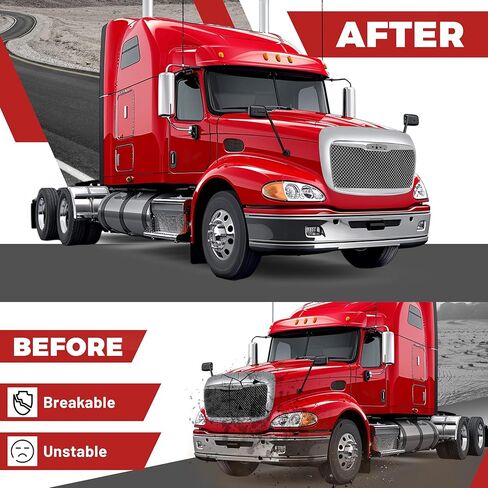 شبكة المصد الأمامي HECASA متوافقة مع 2000-2016 Freightliner Columbia Bumper Grill الفولاذ + البلاستيك الكروم الفضي in Saudi Arabia