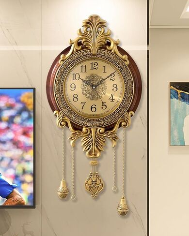 Decorative Pendulum Wall Clock Quartz Movement Vintage Silent Non Ticking Large Antique Metal Wooden Home Office Clocks in Saudi Arabia