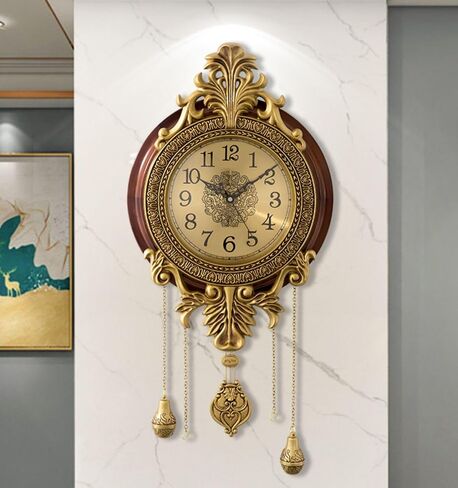 Decorative Pendulum Wall Clock Quartz Movement Vintage Silent Non Ticking Large Antique Metal Wooden Home Office Clocks in Saudi Arabia