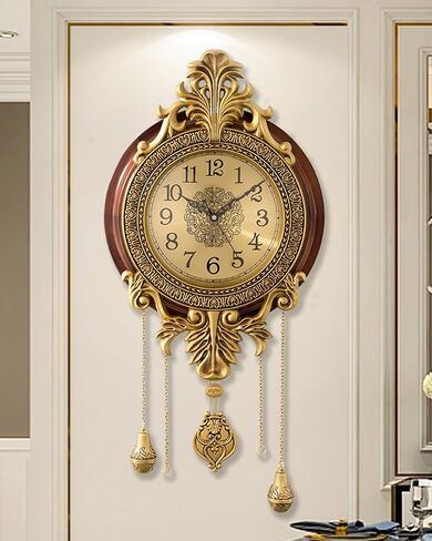 Decorative Pendulum Wall Clock Quartz Movement Vintage Silent Non Ticking Large Antique Metal Wooden Home Office Clocks in Saudi Arabia
