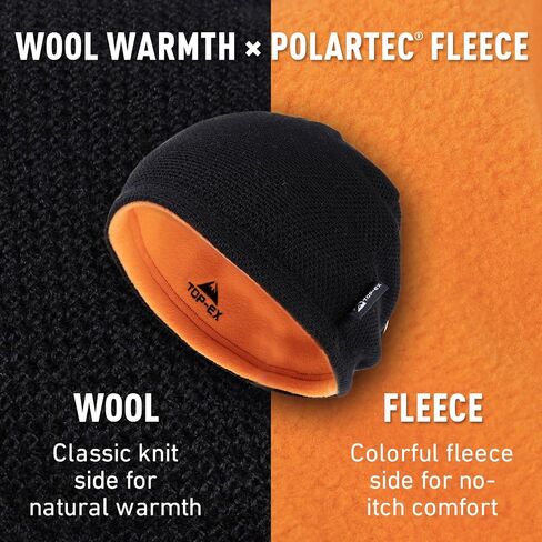 TOP-EX PolarWool™ Wool Beanie Hat for Men Women Fleece Lined Skull Cap Winter Knit Hat Watch Caps Reversible & Windproof in Saudi Arabia