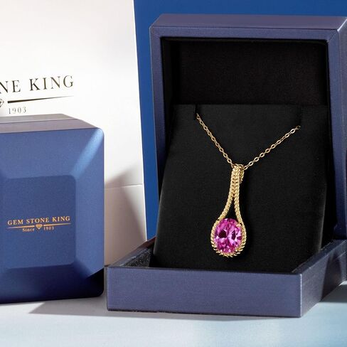 قلادة من Gem Stone King مطلية بالذهب الأصفر عيار 18 قيراط 925 فضية مخصصة وشخصية بيضاوية 12 × 10 مم من الأحجار الكريمة مع سلسلة 18 بوصة in Saudi Arabia