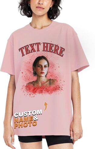 Custom4U تي شيرت صور/نص مخصص للنساء والرجال تي شيرت وجه مخصص مع صورة صمم هدايا المحملة الخاصة بك له in Kuwait