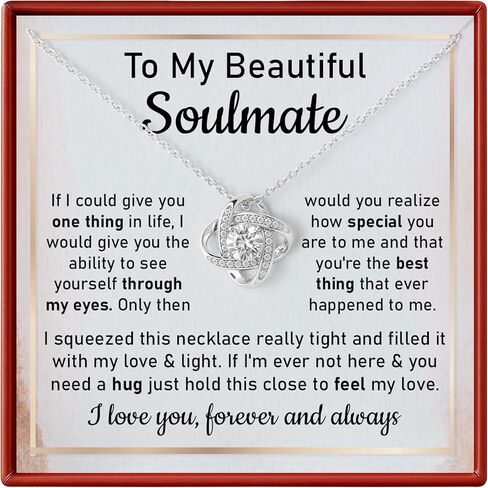 To My Beautiful Soulmate Necklace Gift for Her, Wedding Anniversary Jewelry for Women, Soulmate Birthday Jewelry for Wife from Husband, Soulmate Christmas Jewelry For Wife with Message Card. in Saudi Arabia