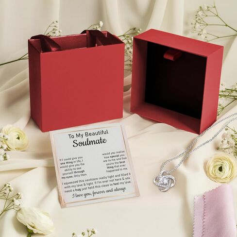 To My Beautiful Soulmate Necklace Gift for Her, Wedding Anniversary Jewelry for Women, Soulmate Birthday Jewelry for Wife from Husband, Soulmate Christmas Jewelry For Wife with Message Card. in Saudi Arabia