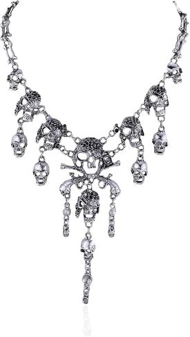 Gothic Pirate Necklace for Women Halloween Skull Pendant Tassel Necklace Fashion Vintage Pirate Costume Jewelry Accessories in Saudi Arabia
