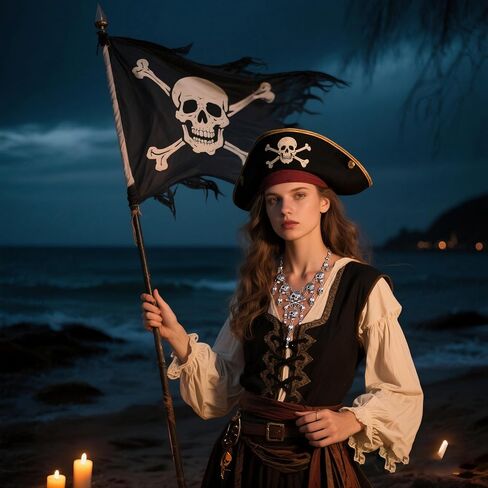 Gothic Pirate Necklace for Women Halloween Skull Pendant Tassel Necklace Fashion Vintage Pirate Costume Jewelry Accessories in Saudi Arabia