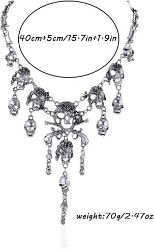 Gothic Pirate Necklace for Women Halloween Skull Pendant Tassel Necklace Fashion Vintage Pirate Costume Jewelry Accessories in Saudi Arabia