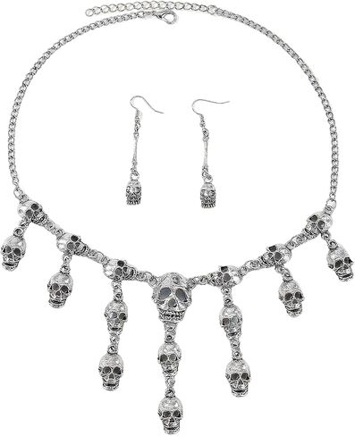 Gothic Pirate Necklace for Women Halloween Skull Pendant Tassel Necklace Fashion Vintage Pirate Costume Jewelry Accessories in Saudi Arabia