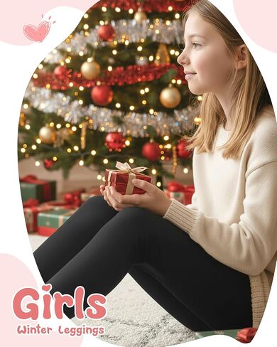 4 Pcs Girls Winter Fleece Lined Leggings Bowknot Thick Thermal Tights Pants Cotton Full Length Pants for Girls in Saudi Arabia