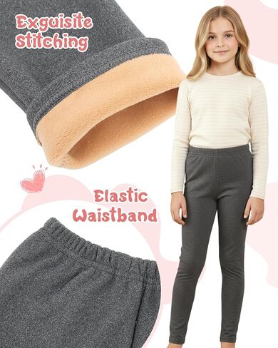 4 Pcs Girls Winter Fleece Lined Leggings Bowknot Thick Thermal Tights Pants Cotton Full Length Pants for Girls in Saudi Arabia