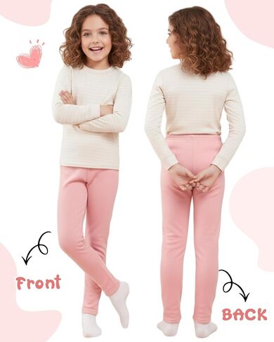 4 Pcs Girls Winter Fleece Lined Leggings Bowknot Thick Thermal Tights Pants Cotton Full Length Pants for Girls in Saudi Arabia