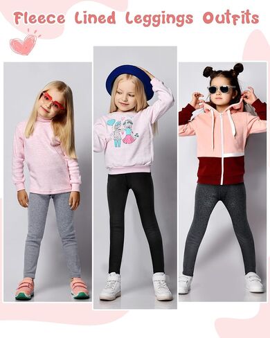 4 Pcs Girls Winter Fleece Lined Leggings Bowknot Thick Thermal Tights Pants Cotton Full Length Pants for Girls in Saudi Arabia