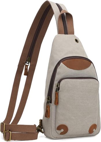KL928 Canvas Sling Bag Crossbody Backpack Shoulder Casual Rucksack for Men Women,Rust Red in Kuwait