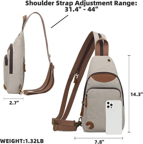 KL928 Canvas Sling Bag Crossbody Backpack Shoulder Casual Rucksack for Men Women,Rust Red in Kuwait