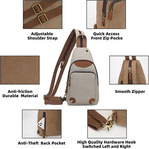 KL928 Canvas Sling Bag Crossbody Backpack Shoulder Casual Rucksack for Men Women,Rust Red in Kuwait