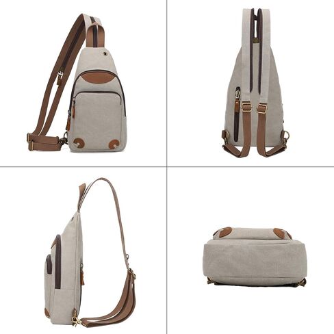 KL928 Canvas Sling Bag Crossbody Backpack Shoulder Casual Rucksack for Men Women,Rust Red in Kuwait