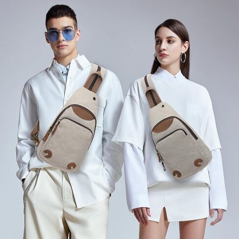 KL928 Canvas Sling Bag Crossbody Backpack Shoulder Casual Rucksack for Men Women,Rust Red in Kuwait