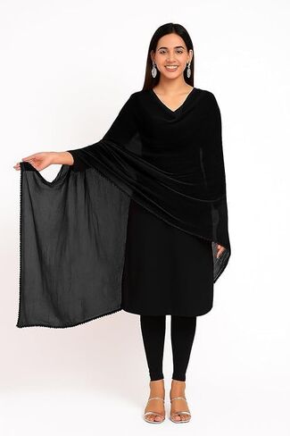 وشاح شيفون نسائي من Divine-Interiors ناعم، خفيف الوزن، سادة، ملابس عرقية يومية - طول 2.25 متر، عبوة من قطعة واحدة in Saudi Arabia