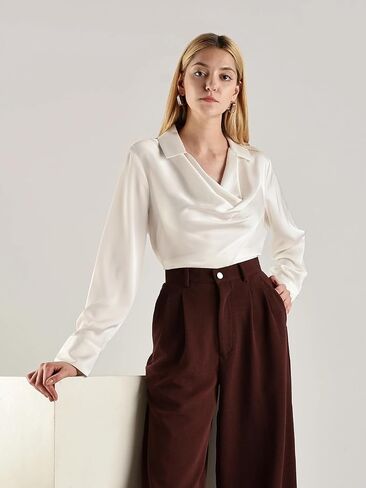 Calvin Klein Women's Long Sleeve Collar Drape Neck Blouse in Saudi Arabia