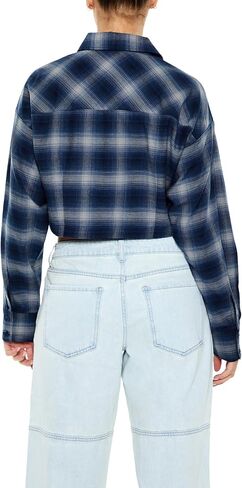 Forever 21 Women's Cropped Plaid Flannel Shirt in Saudi Arabia