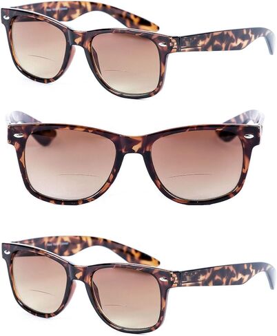 Mass Vision Bifocal Reading Sunglasses for Men and Women - Outdoor Sun Readers with Spring Hinges & UV400 Protection (3 pack) in Saudi Arabia