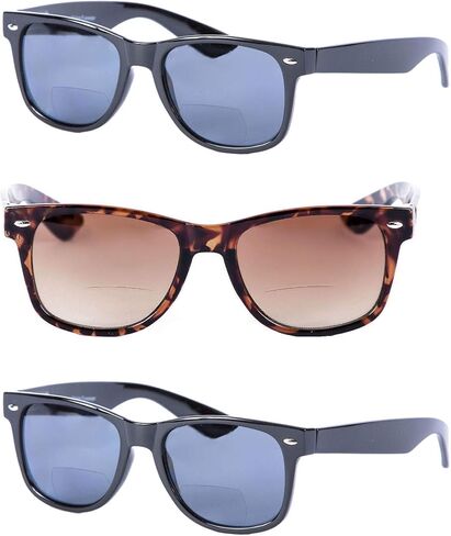 Mass Vision Bifocal Reading Sunglasses for Men and Women - Outdoor Sun Readers with Spring Hinges & UV400 Protection (3 pack) in Saudi Arabia