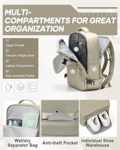suwasp Vacuum Compression Backpack, 45L Expandable Travel Backpack with Electric Vacpack Pump, Travel Vacuum Bags with Shoe Compartment/17inch Laptop Compartment/USB Port, Grey in Kuwait