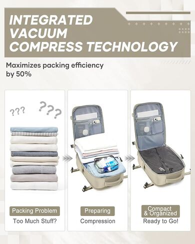 suwasp Vacuum Compression Backpack, 45L Expandable Travel Backpack with Electric Vacpack Pump, Travel Vacuum Bags with Shoe Compartment/17inch Laptop Compartment/USB Port, Grey in Kuwait