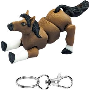 3D Printed Articulating Horse Keychain – Realistic Horse Design – Fun, Flexible & Portable Gift for Horse Lovers - Metal Lobster Clasp Included in Saudi Arabia