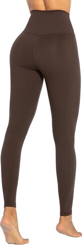 Sunzel Workout Leggings for Women, Tummy Control Compression Workout Gym Yoga Pants, No Front Seam & High Waist 28" Seal Brown Medium in Kuwait