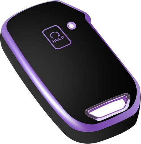 غطاء مفتاح Kia Key Fob مع سلسلة مفاتيح، غطاء حافظة مفتاح Fob يناسب Kia K5 Forte Seltos Sportage Sorento Telluride Soul Ceed Cerato NIRO 2018-2022 ملحقات السيارة مفتاح ذكي، أرجواني أسود in Kuwait