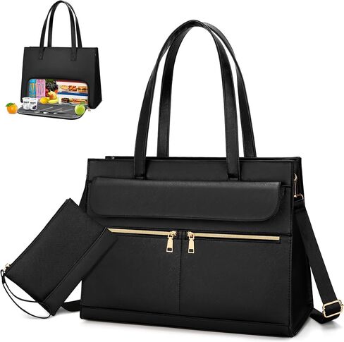 KKXIU 2-in-1 Laptop Lunch Tote Bag for Women, 15.6 Inch Insulated Leakproof Computer Bag, Large Work Purse for Office in Saudi Arabia