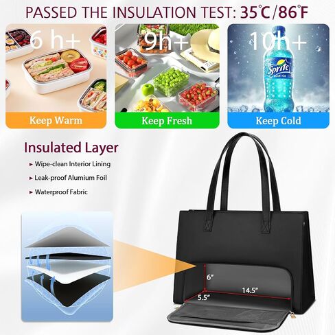 KKXIU 2-in-1 Laptop Lunch Tote Bag for Women, 15.6 Inch Insulated Leakproof Computer Bag, Large Work Purse for Office in Saudi Arabia