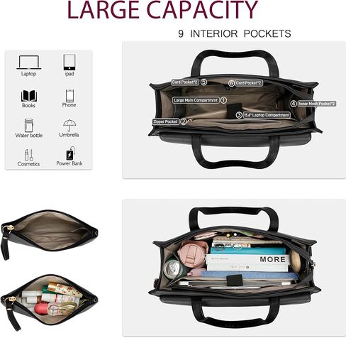 KKXIU 2-in-1 Laptop Lunch Tote Bag for Women, 15.6 Inch Insulated Leakproof Computer Bag, Large Work Purse for Office in Saudi Arabia