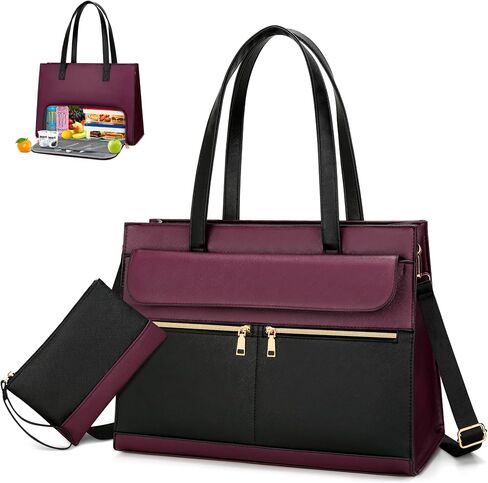 KKXIU 2-in-1 Laptop Lunch Tote Bag for Women, 15.6 Inch Insulated Leakproof Computer Bag, Large Work Purse for Office in Saudi Arabia