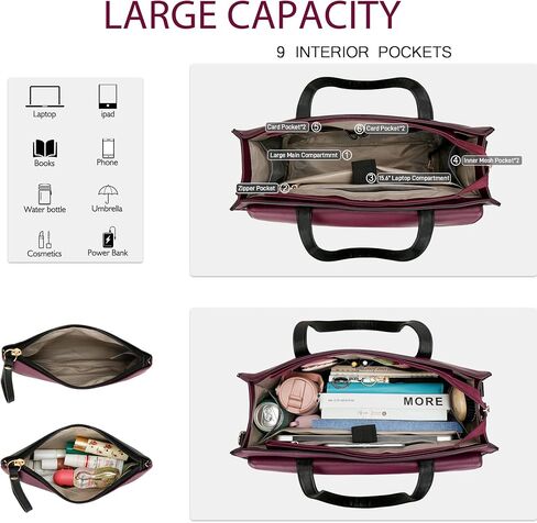 KKXIU 2-in-1 Laptop Lunch Tote Bag for Women, 15.6 Inch Insulated Leakproof Computer Bag, Large Work Purse for Office in Saudi Arabia