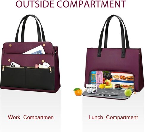 KKXIU 2-in-1 Laptop Lunch Tote Bag for Women, 15.6 Inch Insulated Leakproof Computer Bag, Large Work Purse for Office in Saudi Arabia