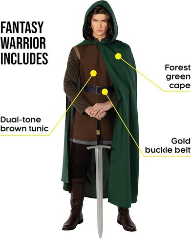 Morph Lord Medieval Costume Men With Tunic and Cloak, Renaissance Costume Mens Halloween Costumes For Mens Medieval Cloak in Saudi Arabia