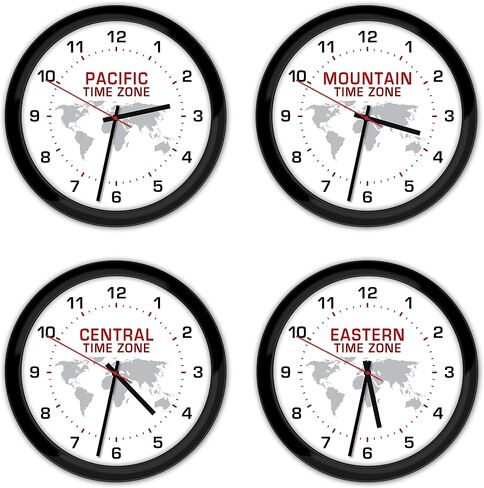 4 Time Zone Custom Wall Clocks - White, Black, World Globe Home Office Decor in Saudi Arabia