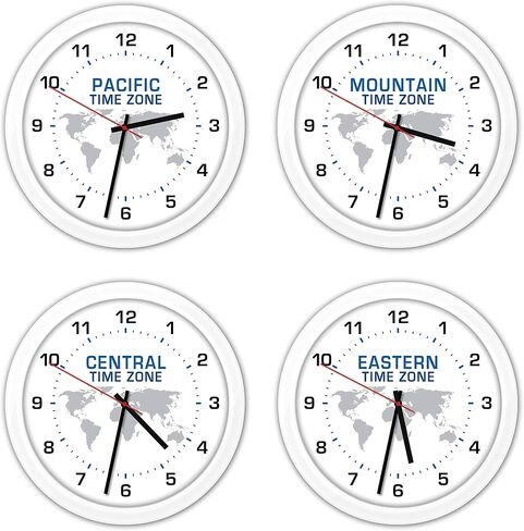 4 Time Zone Custom Wall Clocks - White, Black, World Globe Home Office Decor in Saudi Arabia