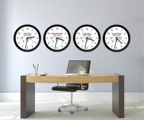 4 Time Zone Custom Wall Clocks - White, Black, World Globe Home Office Decor in Saudi Arabia